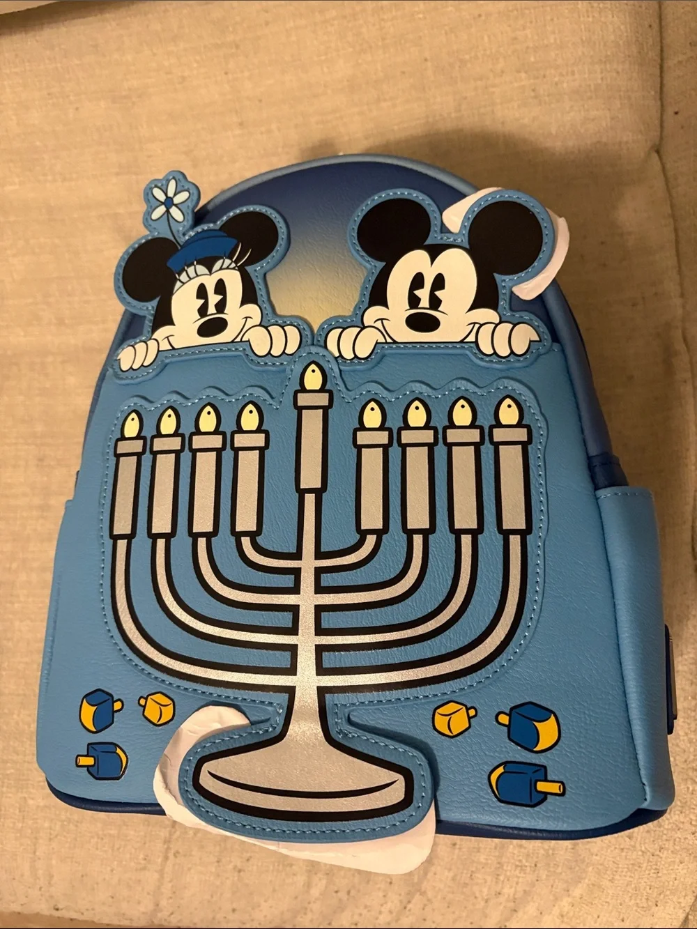 Disney Blue Mickey & Minnie Menorah Loungefly Backpack, BNWT